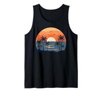 Retro Palm Tree Sunset Sunrise Tropical Beach Summer Vibes Tank Top