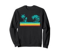Retro Palm Tree Tropical Hawaiian Beach Surfboard Surfing Sweatshirt