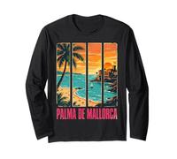Retro Palma de Mallorca Spain Vintage Beach Sunset Long Sleeve T-Shirt