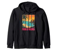 Retro Palma de Mallorca Spain Vintage Beach Sunset Zip Hoodie