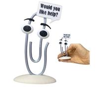Retro Paperclip Assistant Statue - Nostalgic 90s Office Desktop Mascot - Funny Corporate Humor G igurine - 3D Printed Metallic Silver Paper Clip Meme Art Decor