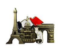 Retro Paris Metal Fridge Magnets | Metal Fridge Magnet For Kitchen Refrigerator | Unique Paris Stylish Design Holiday Souvenir | Colorful Retro Paris Metal Decorative Refrigerators Sticker