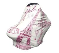 Retro Paris Nursing Cover 360° Full Coverage Eiffel Tower Stretch Scarf for Breastfeeding and Car Seat Cover Fit for Most Pushchairs and Prams