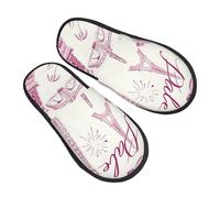Retro Paris Slippers for Women Men Eiffel Tower Non-Slip House Slippers Indoor Comfy Fuzzy Footwear Memory Foam Bedroom Travel Shoes M