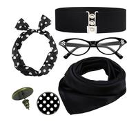 Retro Party Accessories Dot Point Scarf Ear Studs For Glasses Headband Set Halloween Carnival Party Cosplay Prop Headbands For Men Fall Women For Athletic