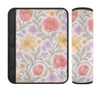 Retro Pastel Floral Pattern 2 Pack car seat Belt Cover Stop seat Belt Cutting into Neck for Truck forro para cinturon de segurida