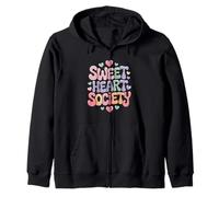 Retro Pastel "Sweet Heart Society" 3D Bubble Letter Zip Hoodie