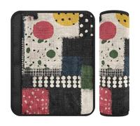 Retro Patched Color Cloth Pattern 2 Pack seat Belt Cover pad Release Stress to Your Neck and Shoulders for Van Protector para cinturón de carro