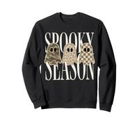 Retro Patchwork Ghosts Spooky Season Camo Leopard Ghost Sweatshirt