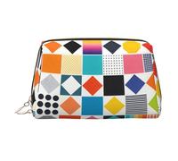Retro Patchwork Print Travel Makeup Bag Large Cosmetic Bag, 3 Internal Organizer Pockets for Essentials