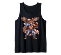 Retro Patriotic American Flag and Eagle Sasquatch Tank Top