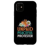 Retro Peace Sign Flowers Groovy Unpaid Peaceful Protester Case for iPhone 11