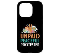 Retro Peace Sign Flowers Groovy Unpaid Peaceful Protester Case for iPhone 15 Pro
