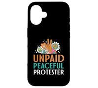Retro Peace Sign Flowers Groovy Unpaid Peaceful Protester Case for iPhone 16