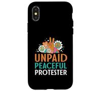 Retro Peace Sign Flowers Groovy Unpaid Peaceful Protester Case for iPhone X/XS