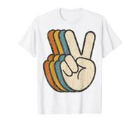 Retro Peace Sign V Fingers Vintage 60s 70s 80s Cool Graphic Value Graphic T-Shirt, Men, White, L