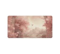 Retro Peach Flowers Desk Mat with Stitched Edges, Rubber Mouse Mat for Keyboard Mats Non-Slip Waterproof Desk Pad Office Supplies Large Gaming Mouse Pad for Home Work