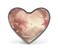 Retro Peach Flowers Lapel Pin, 1 Inch Metal Heart Brooch Pins - Lightweight, Smooth Edges, Versatile Love Badge Brooch for Shirts, Jackets, Bag & Gifts for Friends, Family