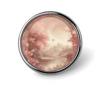 Retro Peach Flowers Lapel Pin Durable Metal Round Brooch Pins Lightweight & Elegant Badge for Shirts, Jackets, Backpack & Gifts