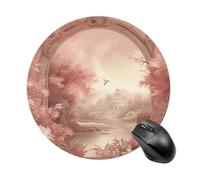 Retro Peach Flowers Mouse Pad, 7.8 Inch Portable Round Mouse Mat with Non-Slip Rubber Base & Smooth Surface, Waterproof Mousepad for Gaming Office & Home