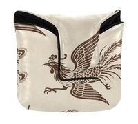 Retro Peacock Beige Phoenix Golf Putter Covers Mallet Magnetic Snap Putters Headcover for Mallet Square PU Leather