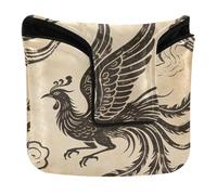Retro Peacock Beige Phoenix Mallet Putter Head Cover Magnetic Snap Putter Headcovers for Most Brand PU Leather