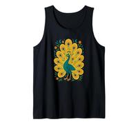 Retro Peacock Design Beautiful Colorful Bird Art Tank Top
