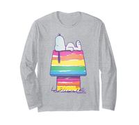 Retro Peanuts Rainbow Riot Snoopy Dog House Pop Art Pride Long Sleeve T-Shirt