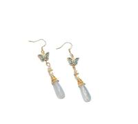 Retro Pearl Tassel Earrings for Women Water Drop Shaped Jade Pendant Enamel Ancient Palace Luxury Jewelry Elegant Gifts(Clip Earrings,Model F)