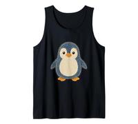 Retro Penguin Cute Denim Patchwork Patch Art Cartoon Tank Top