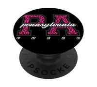Retro Pennsylvania Cheer Pink Leopard Collegiate State Art PopSockets Adhesive PopGrip