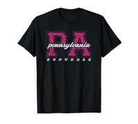 Retro Pennsylvania Softball Pink Leopard Graphic T-Shirt