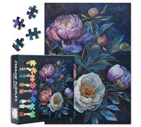 Retro Peony 1000 Piece Jigsaw Puzzles for Adults, Kitchen, Restaurant, Still Life Flowers and Plants Impossible Difficult Challenging Family Puzzle for Game Nights 20x27Inch