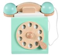 Retro Phone Classic Wooden Realistic Vintage Phone Funny Pretend Play Toy Telephone Interactive Learning Old for Children Kids Girls Boys Gifts, Blue