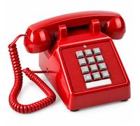 Retro Phone Corded Landline, Vintage Telephone with Adjustable Receiver Volume, Classic 2500 Analog Desk Phone, Old School Red Corded Phone, 80s Style Phone for Home Office