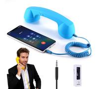 Retro Phone Handset,2026 New Phone Handset,3.5mm Classic Vintage Telephone Wired Handsets Style Landline Handle Receiver for Cell Mobile Video Conferences Calls Meetings (Blue)