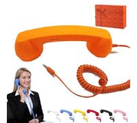 Retro Phone Handset, 2026 New Phone Receiver for Cell Phones, Retro Handset for Cell Phones with Microphonees Speaker, for Answer Call Hangs Up Call, Reject Call, Redial, Power Off (USB-C,Orange)