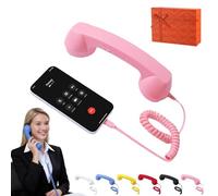 Retro Phone Handset, 2026 New Phone Receiver for Cell Phones, Retro Handset for Cell Phones with Microphonees Speaker, for Answer Call Hangs Up Call, Reject Call, Redial, Power Off (USB-C,Light Pink)