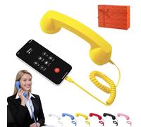 Retro Phone Handset, 2026 New Phone Receiver for Cell Phones, Retro Handset for Cell Phones with Microphonees Speaker, for Answer Call Hangs Up Call, Reject Call, Redial, Power Off (USB-C,Yellow)