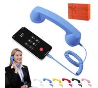 Retro Phone Handset, 2026 New Phone Receiver for Cell Phones, Retro Handset for Cell Phones with Microphonees Speaker, for Answer Call Hangs Up Call, Reject Call, Redial, Power Off (USB-C,Q Blue)