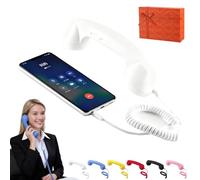 Retro Phone Handset, 2026 New Phone Receiver for Cell Phones, Retro Handset for Cell Phones with Microphonees Speaker, for Answer Call Hangs Up Call, Reject Call, Redial, Power Off (3.5mm Plug,White)