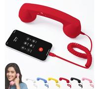 Retro Phone Handset,2026 New USB C Retro Phone Handset,No Lag HD Sound,Bluetooth/Type-C Retro Telephone Style Landline Handle Receiver for Video,Calls,Meetings(Red,USB-C)