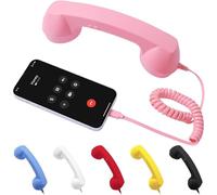Retro Phone Handset, 2026 New Vintage Retro Telephone Wired Handsets Style Landline Handle Receiver for Cell Mobile Video Conferences, Calls, Meetings (Pink)