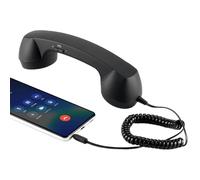 Retro Phone Handset - 3.5mm Jack Desk Accessories, Plug in Cell Phone Handset with Comfortable Grip, Communication Tool for Meeting Video Laptop Pad Home School Travel Living Room 8.27in