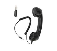 Retro Phone Handset, 3.5mm Telephone Handset Cell Phone Receiver Mic Microphone for Cellphone Smartphone, with Answer Button, Sound (Black)