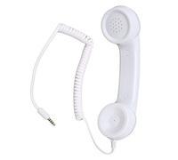 Retro Phone Handset, 3.5mm Telephone Handset Cell Phone Receiver Mic Microphone for Cellphone Smartphone, with Answer Button, Sound Switch (White)