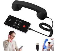 Retro Phone Handset, Bluetooth Retro Phone Handset, Type-C Telephone Style Landline Handle Receiver, Adjust the Volume, Reduce Radiation, Relive the Classic Call Experience (E)