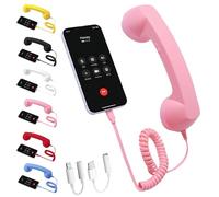 Retro Phone Handset, Bluetooth Retro Phone Handset, Wired External Receiver with Microphone, for Iphone & Android Ipad Mobile Phones Cell Phone Smartphone (Wired version,Pink)