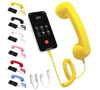 Retro Phone Handset, Bluetooth Retro Phone Handset, Wired External Receiver with Microphone, for Iphone & Android Ipad Mobile Phones Cell Phone Smartphone (Wired version,Yellow)