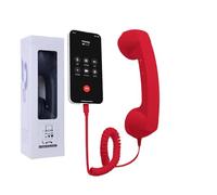 Retro Phone Handset, Selected Phone Handset Wired, Type-c Port, for Home Kitchen Living Room Bedside Table (Red)